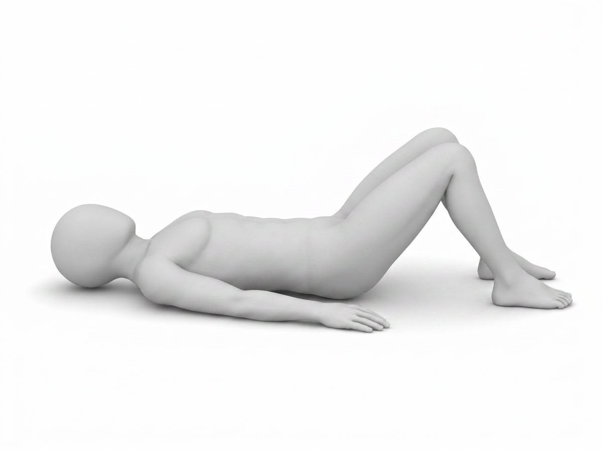 Ausgangsposition der Übung Piriformis-Dehnung im Liegen bei Ischias
