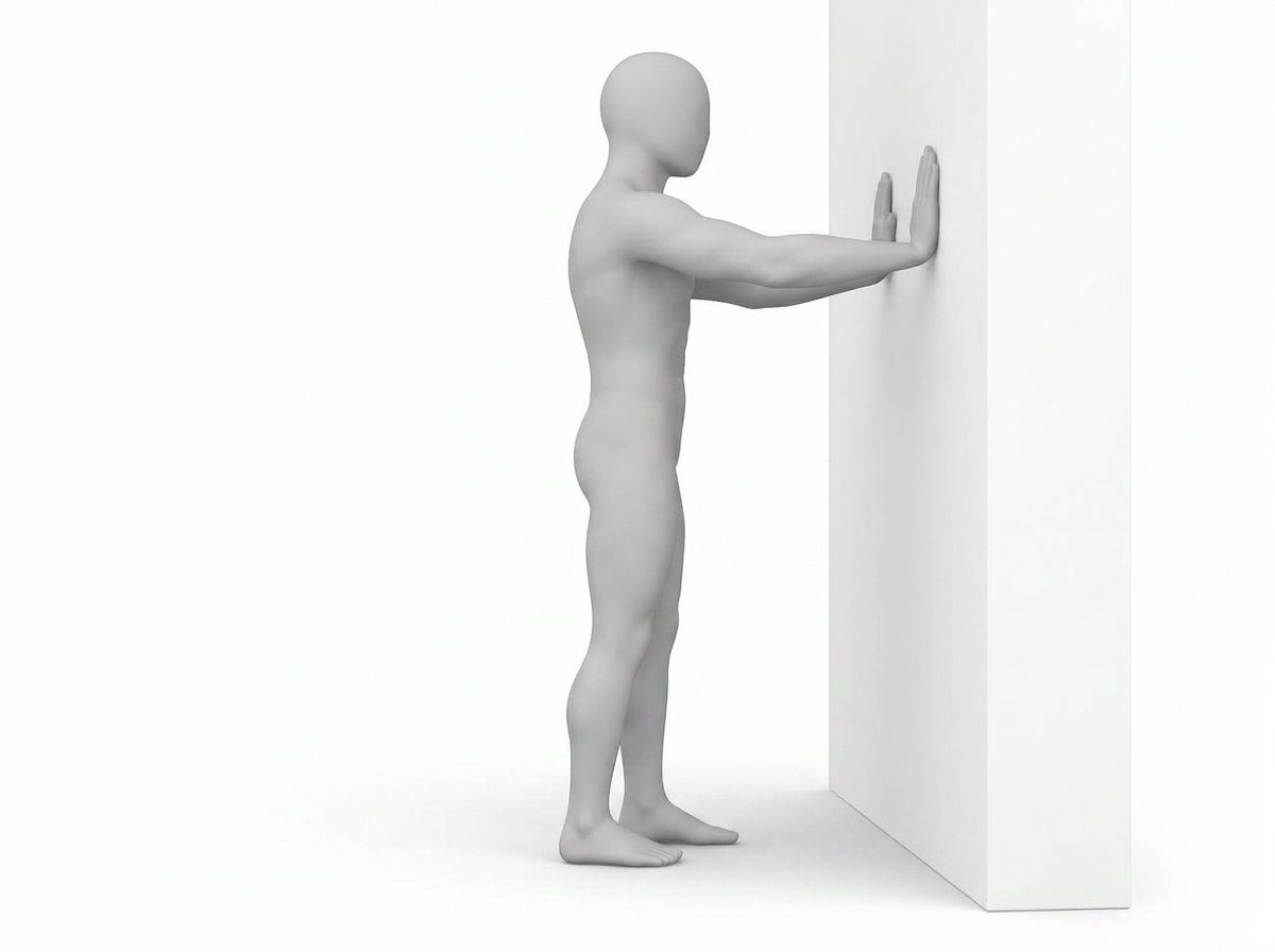 Ausgangsposition der Übung Wadendehnung an der Wand