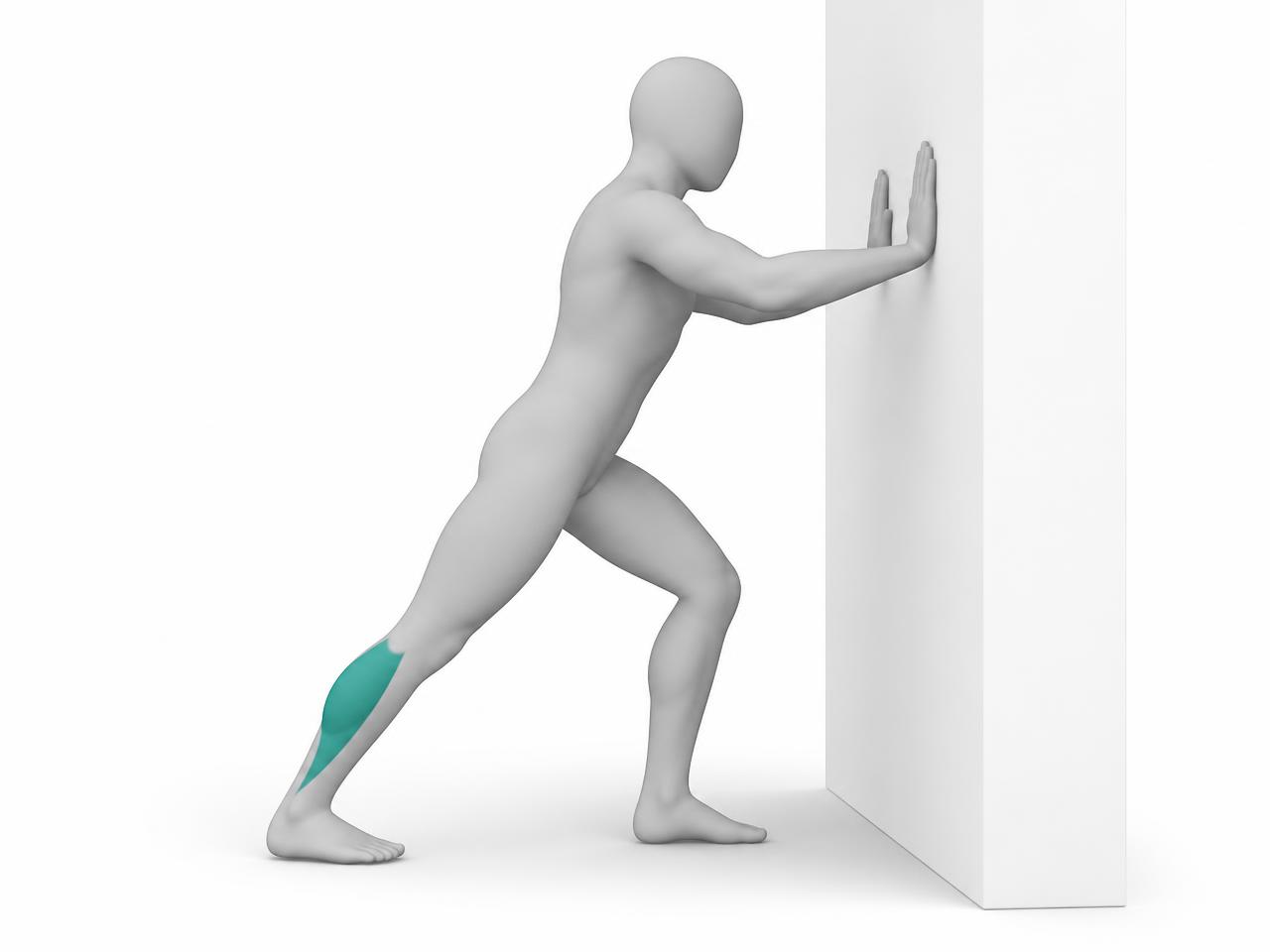 Illustration der Übung Wadendehnung an der Wand